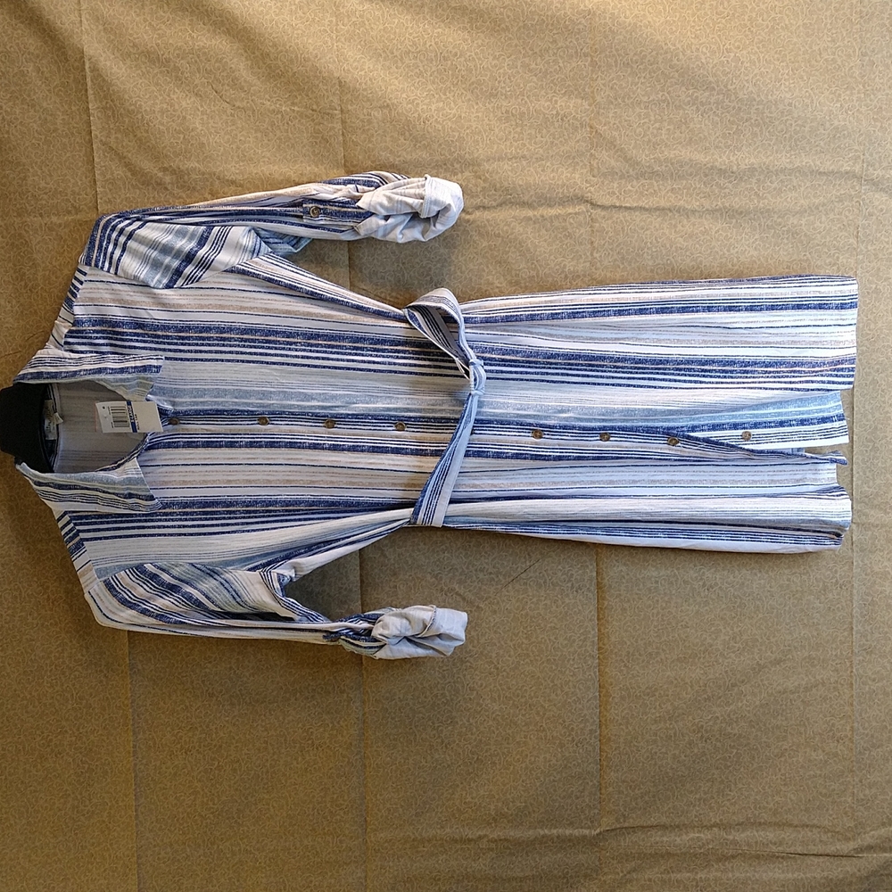 Women Stripe Belted Shirt  Dress Size: XL